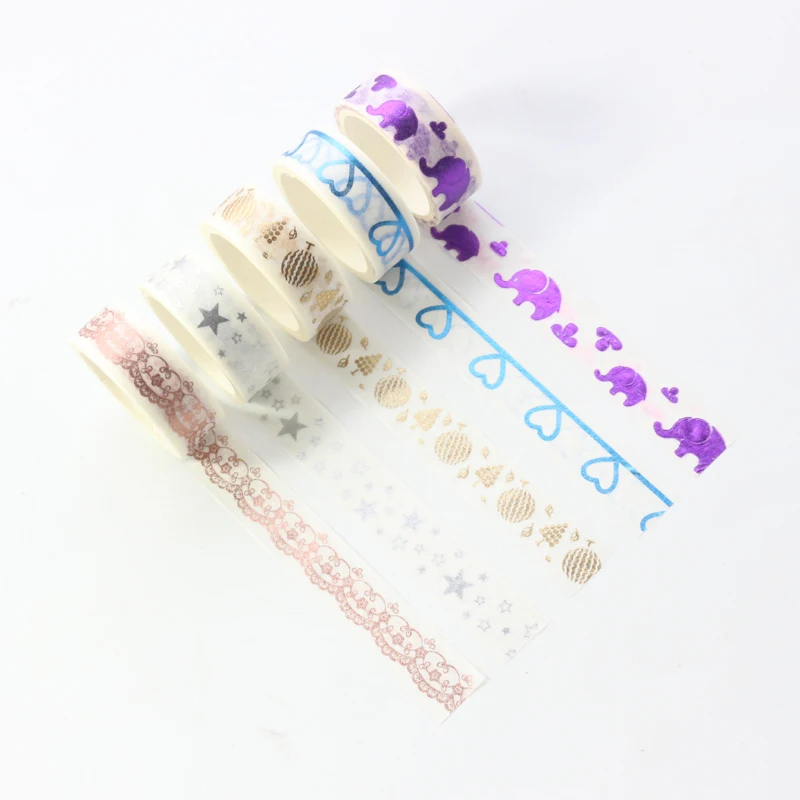 

Domikee cute foil decoration washi tapes rolls for diary planner kawaii scrapbooking DIY craft masking tapes stickers 5pcs