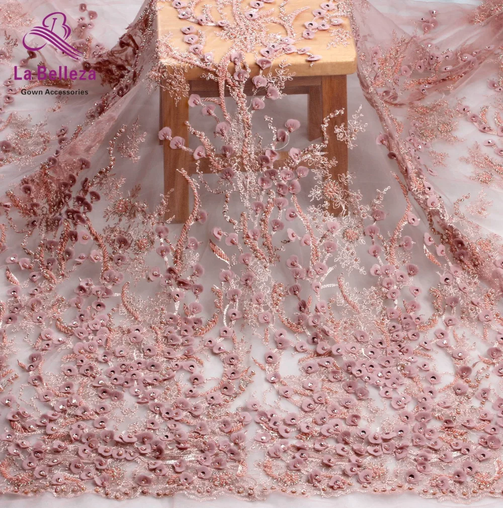 Hot popular 3colors 3D flowers heavy beaded embroidery lace fabric for wedding dress stage clothing evening by yard | Дом и сад