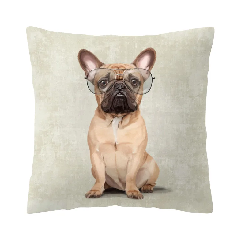 Французский бульдог одежда очки Cuhsion Cover Croat МАЛЬТИЙСКАЯ Собака корги Доберман обнимая подушка 45 см персиковая кожа декоративная спальная подушка