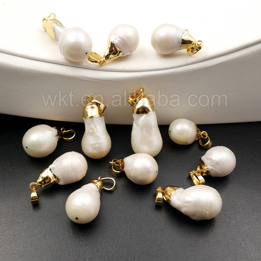 WT P1085 оптовая продажа натуральный пресноводный жемчуг кулон с золотым