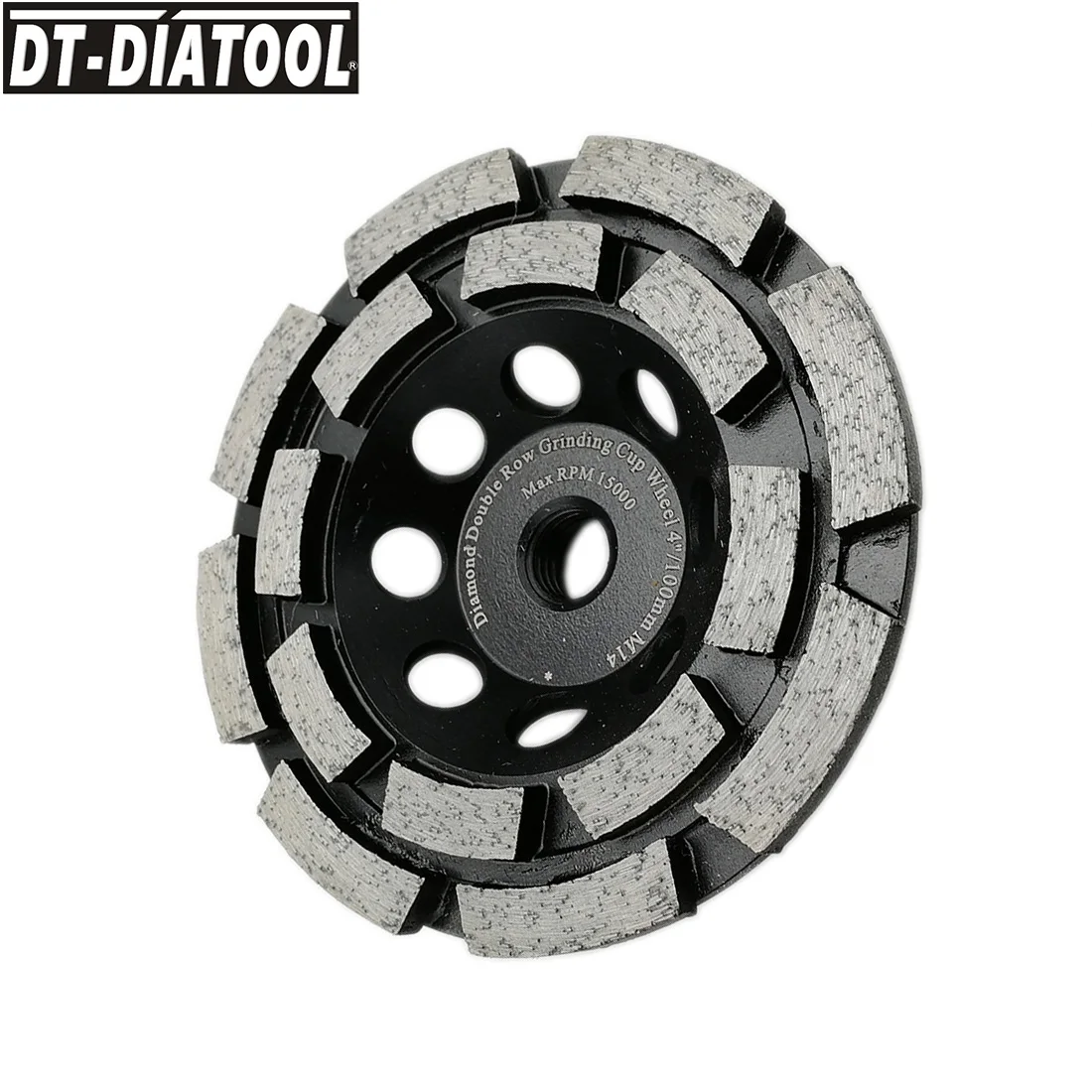 

DT-DIATOOL 1pc Dia100mm Diamond Double Row Cup Grinding Wheel 4inch for Concrete Brick Hard Stone Granite Marble with M14 thread