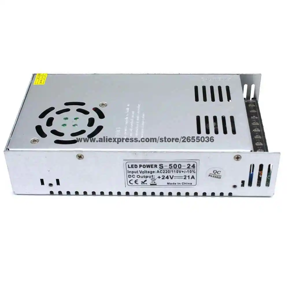 Высокое качество питания DC24V 500 Вт 21A импульсный адаптер AC 110 220 В вход в DC 24 SMPS для