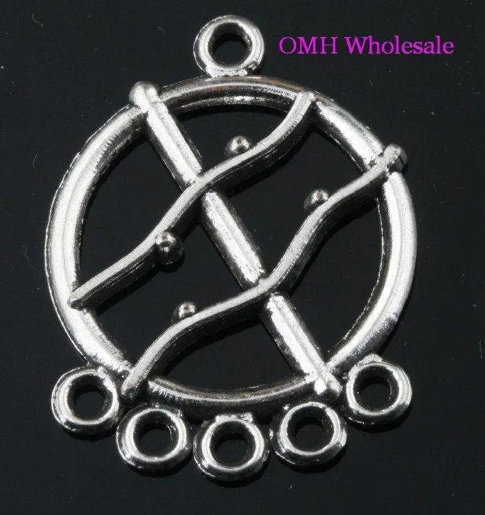 

OMH wholesale Free ship 40pcs The butterfly Tibetan silver pendants earring connectors findings Drop Earrings 31x23mm EH406