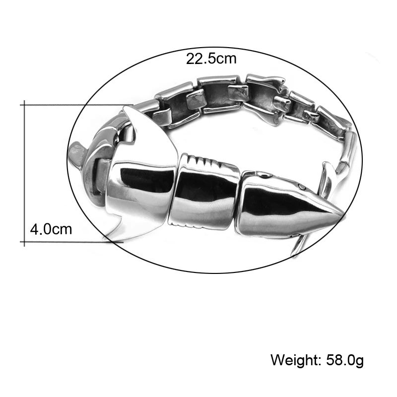 Хип панк готический крутой браслет Акула стальная глазурь мужские браслеты