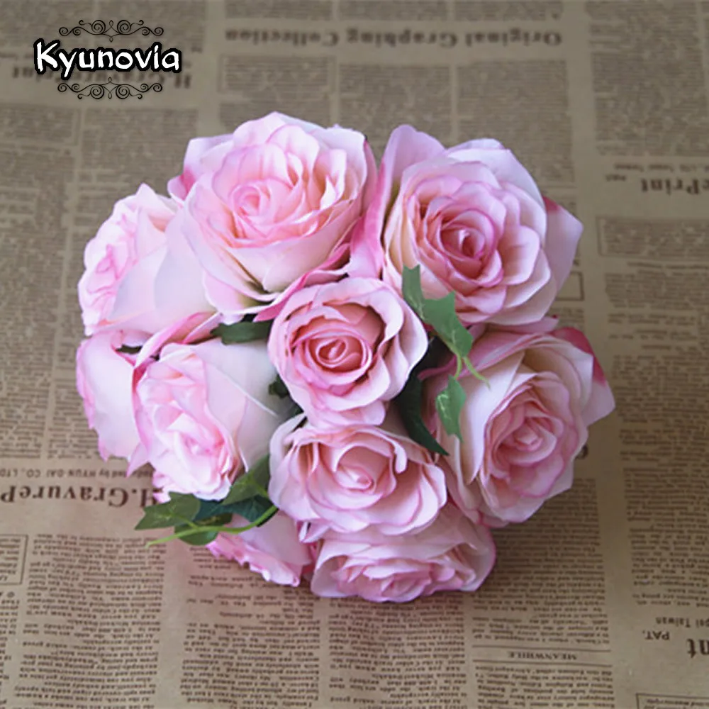Kyunovia искусственный цветок buque свадебное украшение 10 штук Шелковая Роза Подружка