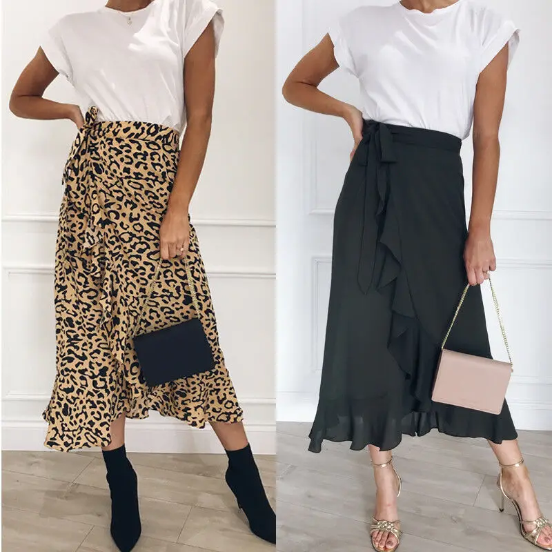 Модные женские длинные рукава леопардовый принт Boho длинное женское платье-макси