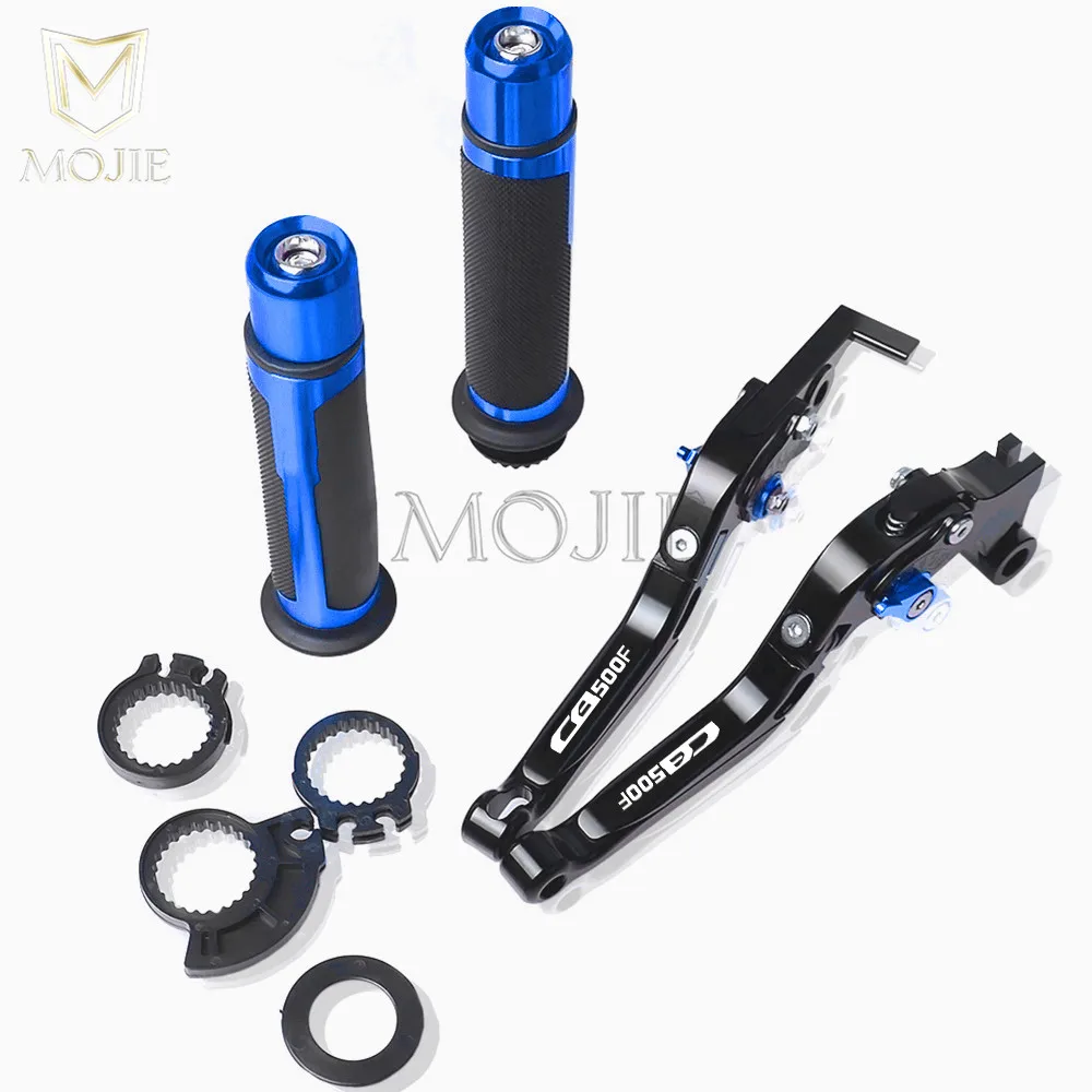 Black Blue Мотоцикл с ЧПУ Регулируемый складной тормозной рычаг сцепления ручки для Honda CBR500R CB500F CB500X CBR CB 500 R F X 2013 - Цвет: Black Blue