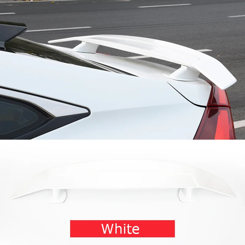 white AITWATT Подходит для Honda Civic спойлер из углеродного волокна ABS пластик черный цвет задний спойлер задний багажник губы крыло автомобиля Стайлинг - Цвет: white