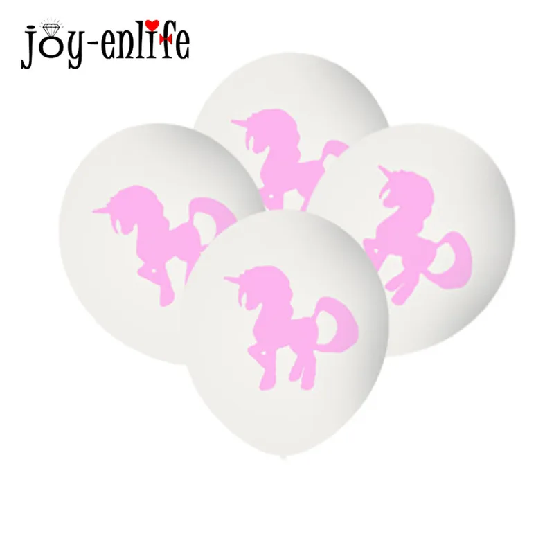 10pcs Latex Balloon Вечерние принадлежности в виде единорога для детей на первый день рождения, бумажные стаканчики и тарелки, скатерть, салфетка, баннер, топпер для торта, вечерние принадлежности для детского душа - Цвет: 10pcs Latex Balloon