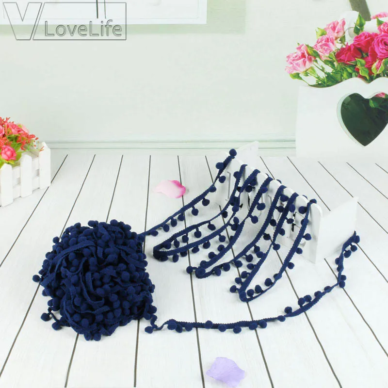 

5 Yards 1cm Colorful Pom Pom Lace Trim Ball Tassel Ribbon Handmade Fringe Sewing Fabric DIY Craft Sewing Accessary Lace