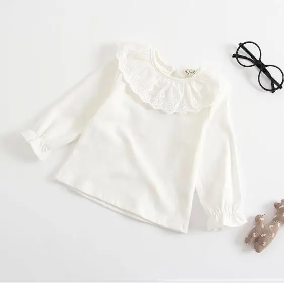 White t-shirt Детский трикотажный пуловер с оборками Свитера для девочек детские свитера милый свитер с принтом в виде кролика розового и синего цвета вязаная для маленьких девочек, топы, одежда для малышей - Цвет: White t-shirt
