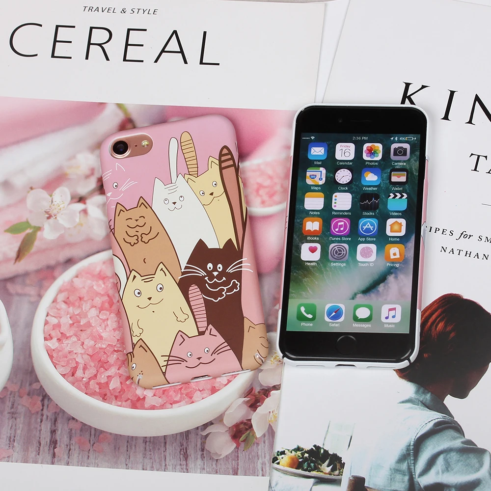 Hard Full Cover PC cute Cats Phone Case For iphone 6 7 8 x plus fundas plastic Capa Cases |