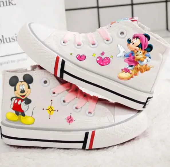 Детские туфли оксфорды ручной работы с Микки из мультфильма милые кроссовки для