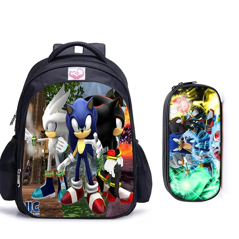 2pcs Sonic 23 16 дюймов, школьные сумки для девочек Marinette, ортопедический рюкзак, Студенческая сумка, повседневные рюкзаки Mochila - Цвет: 2pcs Sonic 23