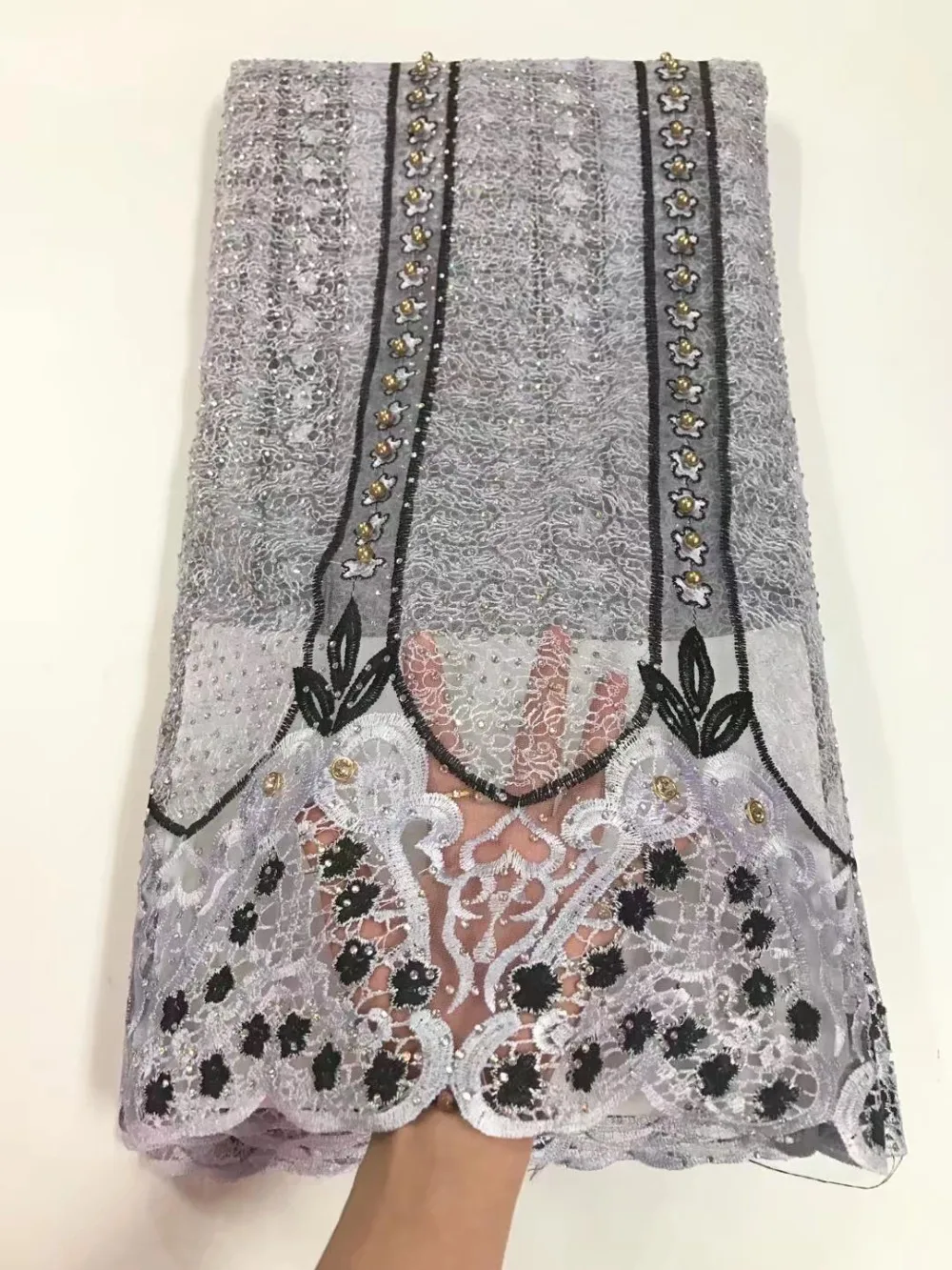 2017 Latest African Tulle Lace Fabric High Quality With BEADED lace material For Nigerian Women | Дом и сад