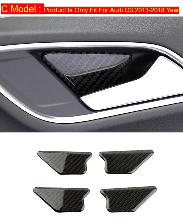 C Model For Audi Q3 Автомобиль Стайлинг для Audi A6 C7 Q3 Q5 углеродного волокна дверные ручки Обложки ручки для автомобильных дверей Авто украшения Наклейки интерьерные аксессуары - Название цвета: C Model For Audi Q3