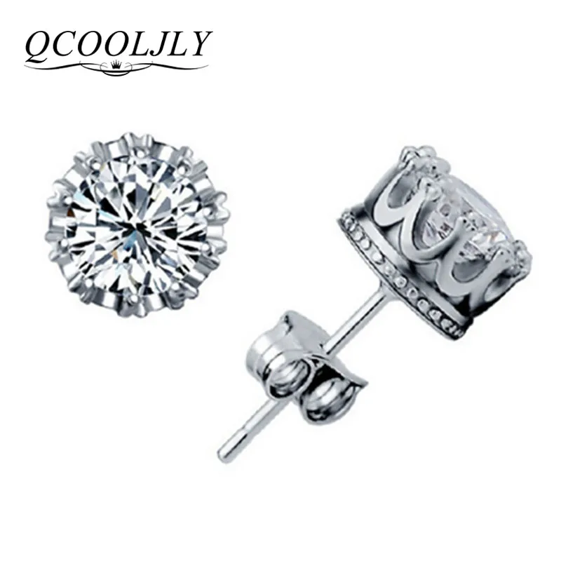 QCOOLJLY новые модные ювелирные изделия 8 мм круглые 2 карата кубический цирконий