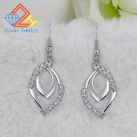 trendy crystal long dangle earrings for women silver plated fashion wedding jewelry water drop ladys brincos