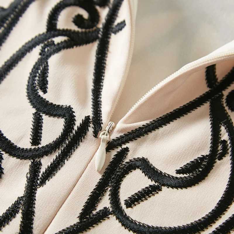 Тяжелые дизайнерские женские платья с геометрической вышивкой модные рабочие