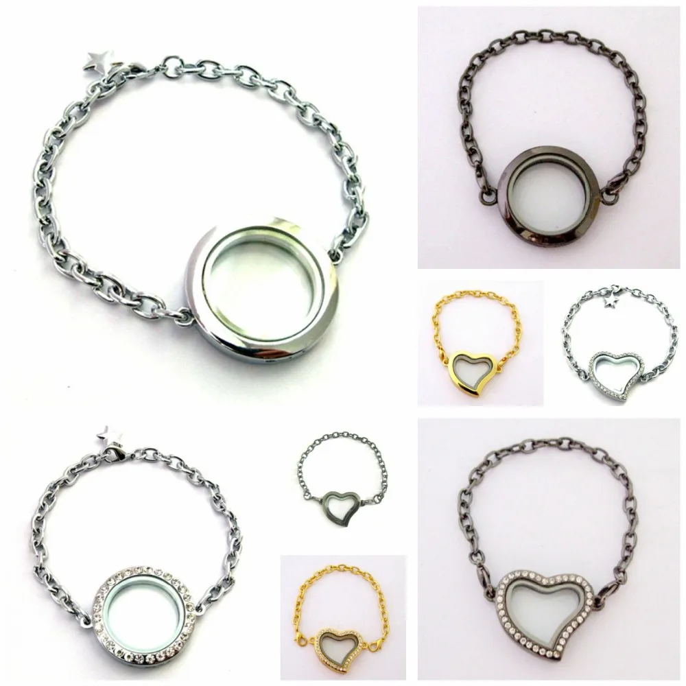 5 шт. 30 мм браслеты с плавающим медальоном магнит Стекло памяти плавающей цепочка