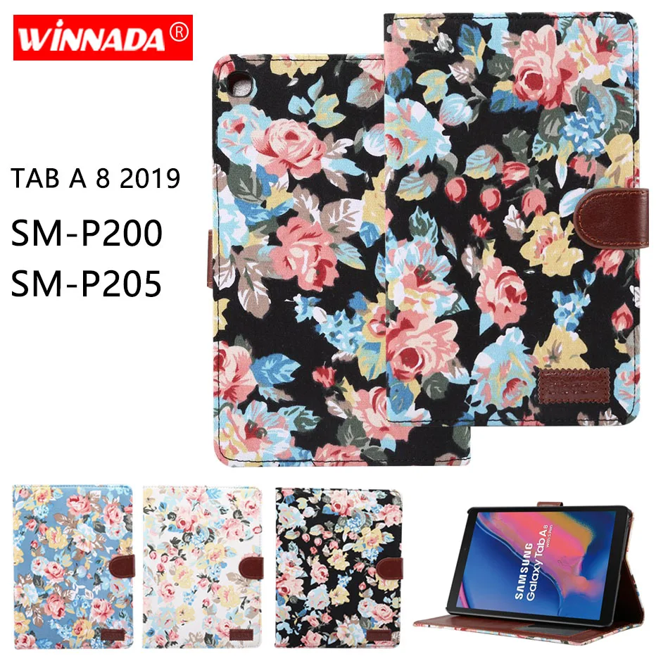 Чехол для планшета для samsung galaxy Tab A 8 P200 P205(8 дюймов) цветочные ткань чехол Capa Coque для samsung galaxy SM-P200 SM-P205