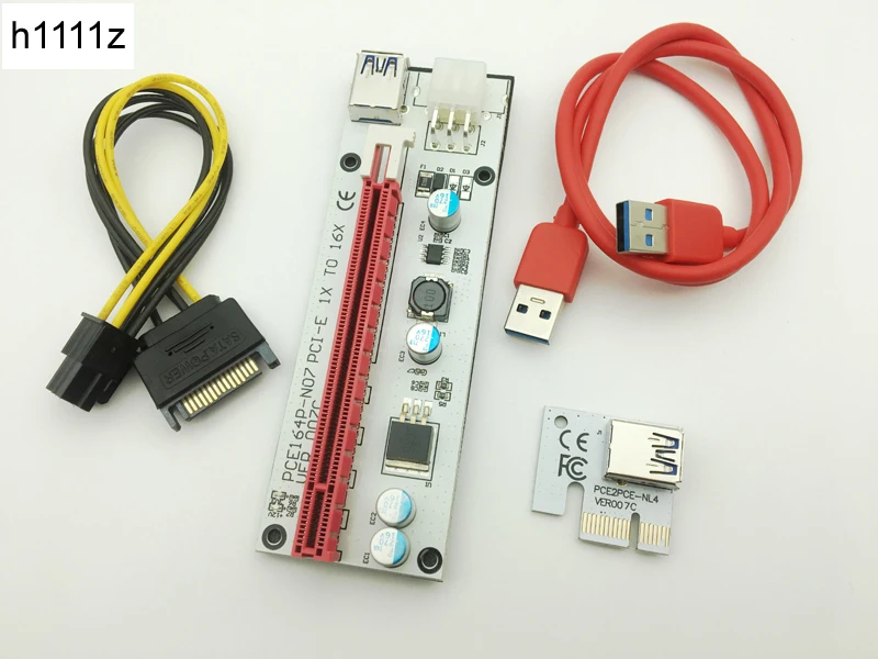Новая Райзер-карта 3 в 1 VER007C 60 см PCI-E с 4pin 6pin Sata Molex Power PCIe 1x до 16x Extender для майнинга