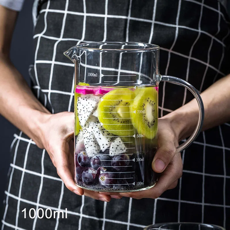 Творческий Стекло прозрачный мерная кружка с бамбуковой крышкой Пособия по