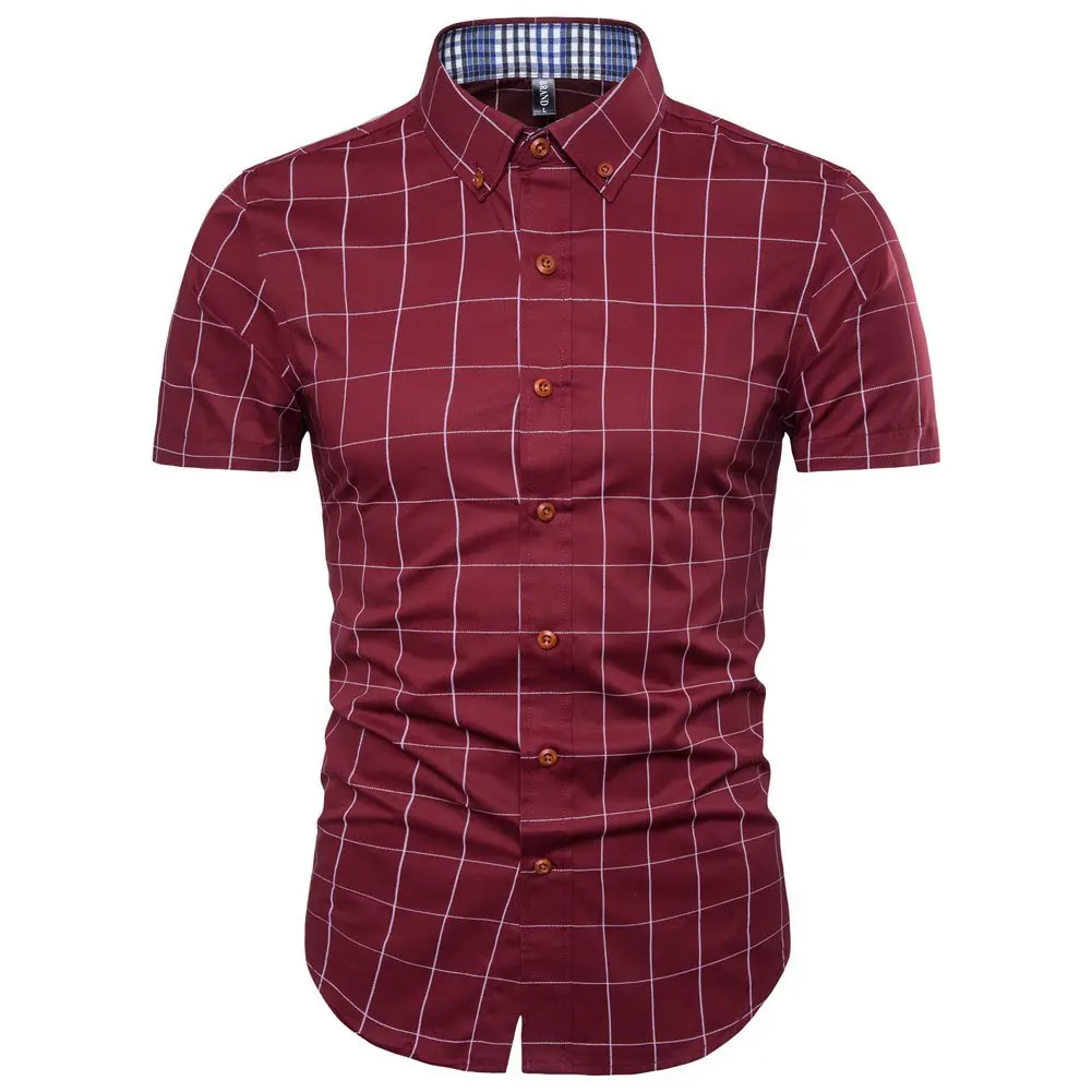 

Men Short Sleeve Shirt Male Shirts Brand 2018 Mens Plaid Shirt Casual Dress Shirts Hawaiian Camisa Social Masculina Plus Size