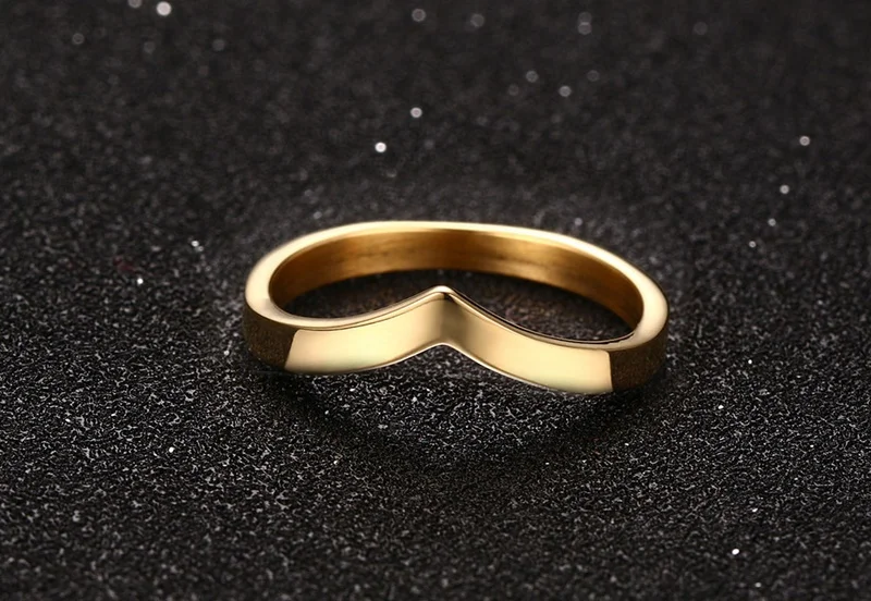 Кольца для женщин простое кольцо в форме v вечеринки золото-Цвет титановая