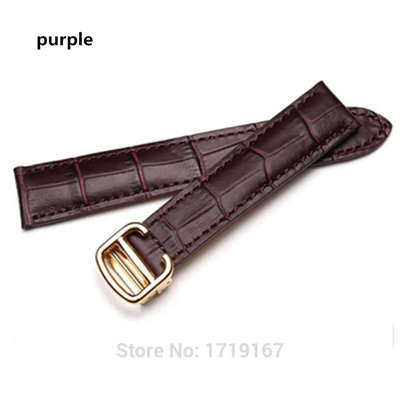 Ремешок из натуральной кожи для наручных часов черный браслет со складной