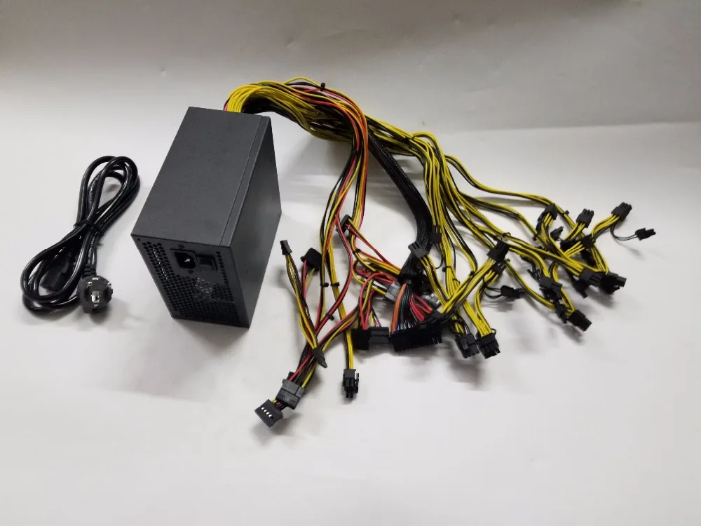 Блок питания YUNHUI ETH ZCASH MINER Gold POWER 1600 Вт (с кабелем) miner для R9 380 RX 470 RX480 6 GPU карт |supply