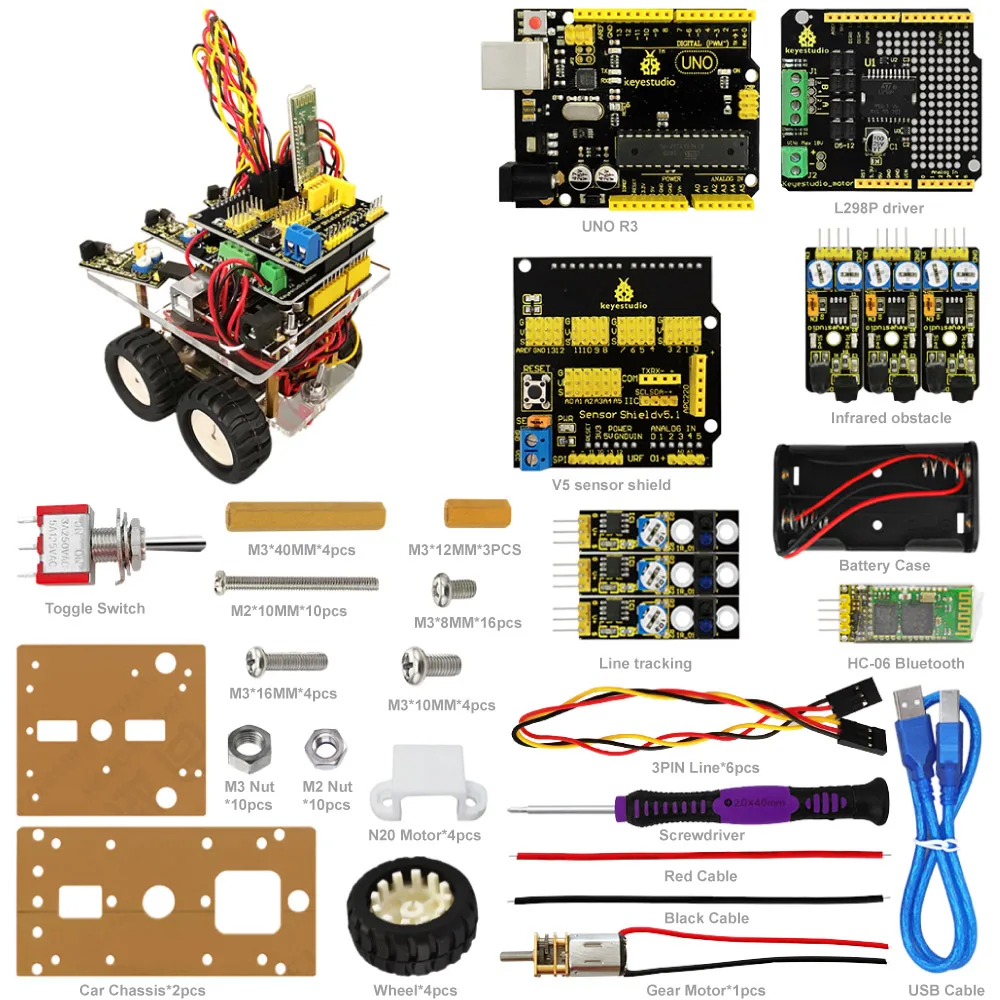 Keyestudio Рабочий Стол Bluetooth умный робот автомобильный комплект для Arduino робот образование Программирование+ 3 проекта+ Руководство пользователя+ PDF(онлайн