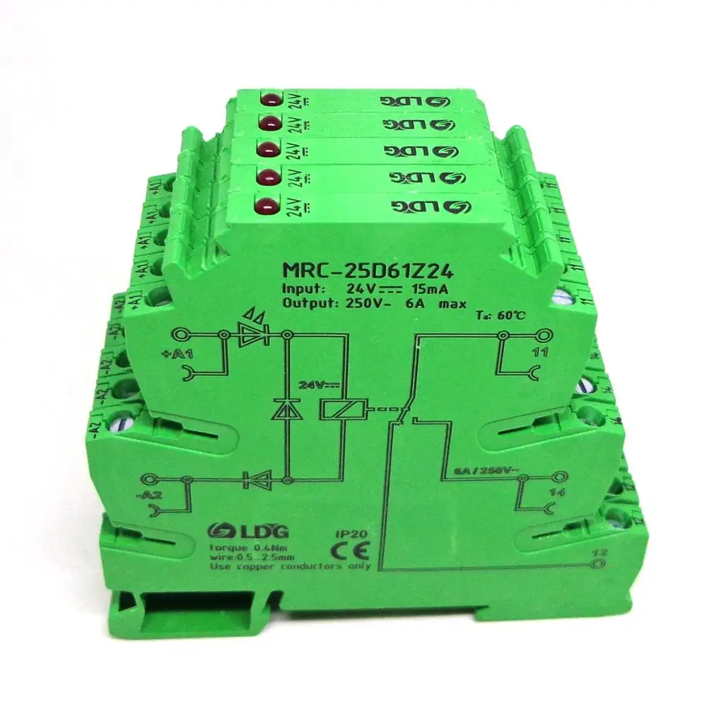 5 шт. MRC-25D61Z24 6A 1CO вход DC24V тонкое реле крепление на винтовой розетке светодиодный