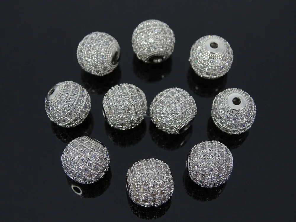 8 мм прозрачные циркониевые драгоценные камни ПАВЕ круглый шар браслет