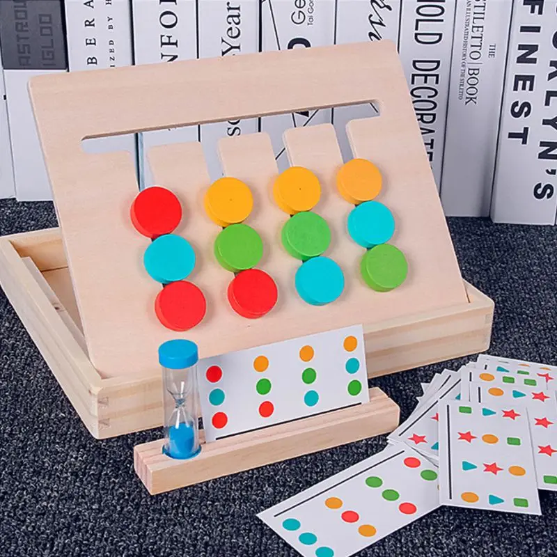 

1 Set Baby Educational Toys Wooden Montessori Four Color Matching Games with Hourglass Kids Children Preschool Teaching Toys