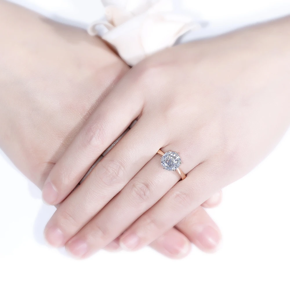 Классическое розовое золото 10 к 3ct 3 карат 9 мм цвет GH муассансант солитер