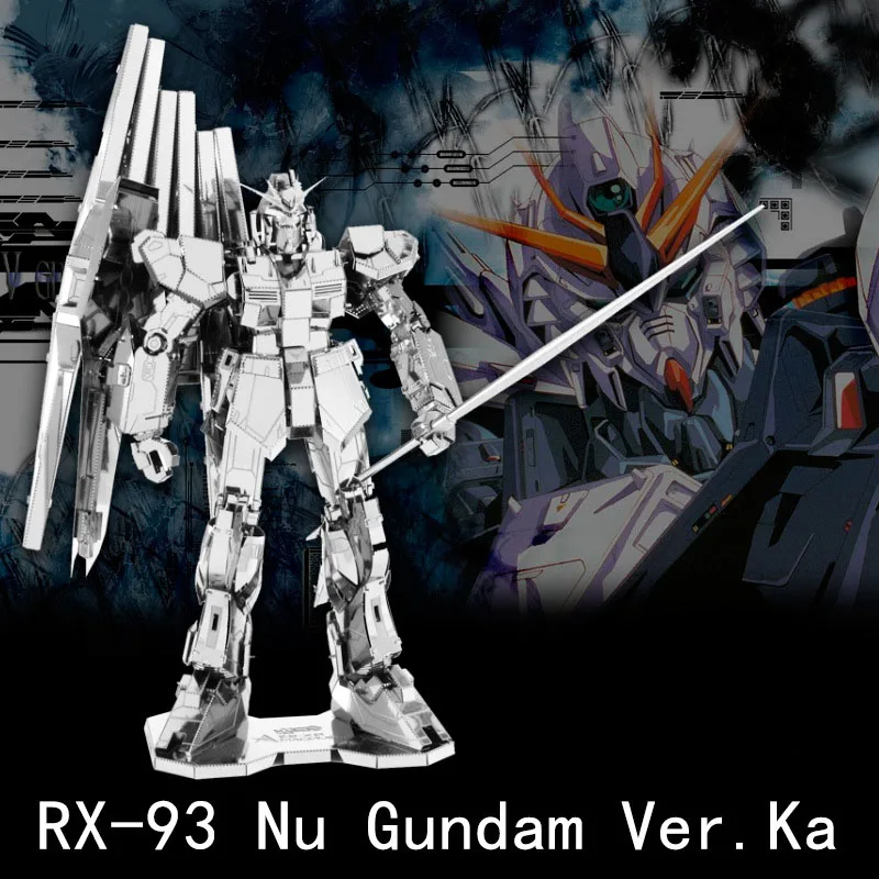 3D DIY металлическая меховая модель воина, сборные игрушки для Gundam RX-93 из нержавеющей стали, серебряная стереоскопическая металлическая головоломка