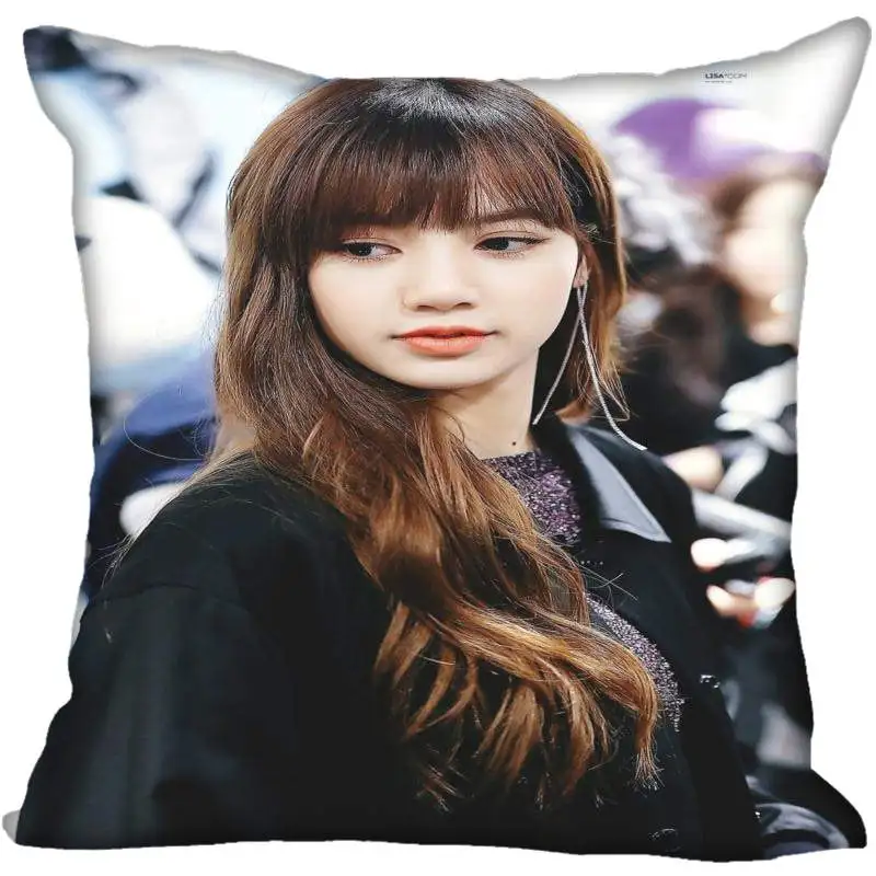 3 Fan Xi, хит, на заказ, KPOP, черно-розовая Лиза, принтованная шелковая квадратная наволочка, для дома, декоративная, на молнии, атласная наволочка(одна сторона - Цвет: 3