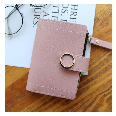 pink wallet Женские кошельки, модный бренд, кожа, на застежке, кошелек, сумка, сплошной цвет, клатч, Женский кошелек, зажим для денег, женский кошелек - Цвет: pink wallet