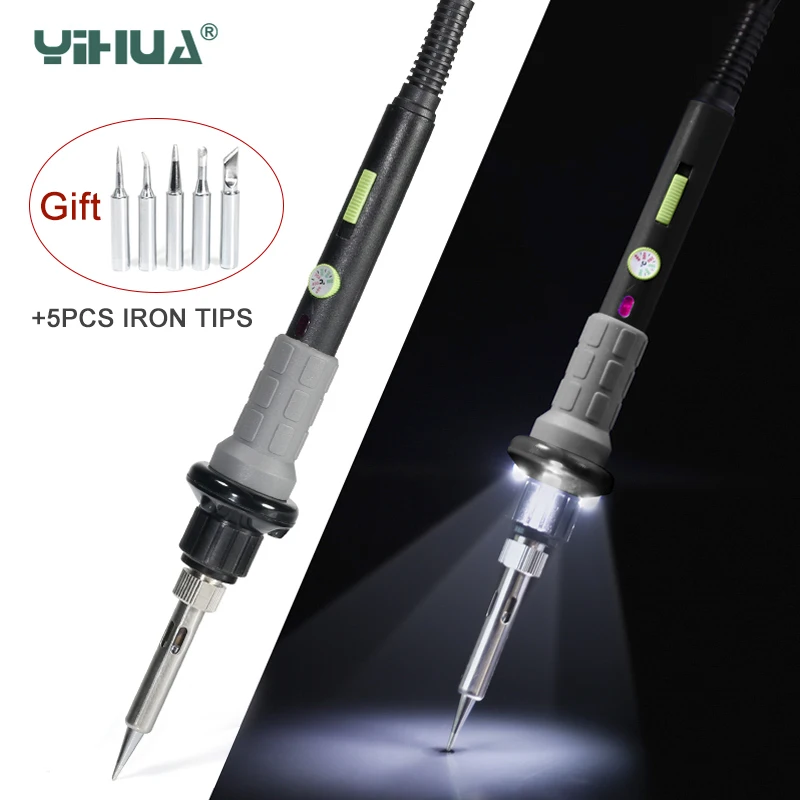 

YIHUA 947V Soldering iron 60W LED lamp Soldering station Temperature Adjustable Gift Soldering Iron tips 5pcs Electric irons