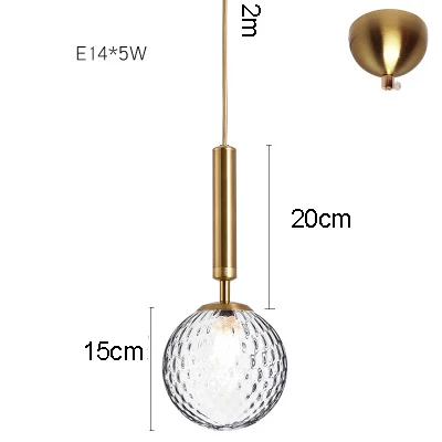 Млечное стекло, прозрачный стеклянный шар для гольфа, современные подвесные лампы, гальваническое покрытие, медь, золото, скраб, черный железный кулон, освещение - Цвет корпуса: copper clear