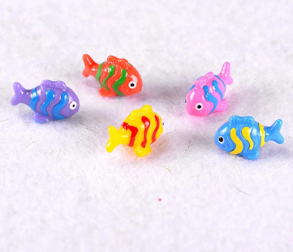 

50pcs Mediterranean Multicolored Fish Miniatures Landscape Accessories For Home Garden Cake Decoration Scrapbooking Craft Diy
