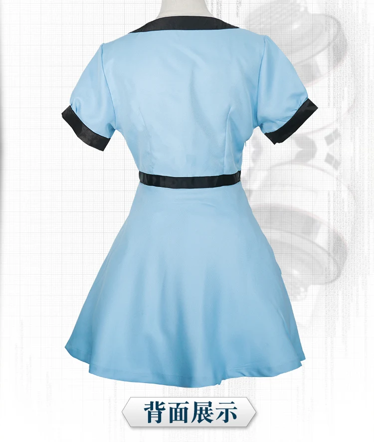 Аниме «steins Gate Косплэй Сиина Mayuri костюм научно-исследовательским институтом labmem № 002 синие платья Хэллоуин вечерние платье со шляпой