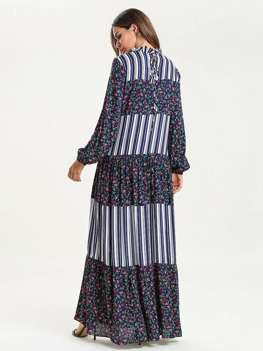 Мусульманское платье карандаш в складку макси с длинным рукавом абайя длинная