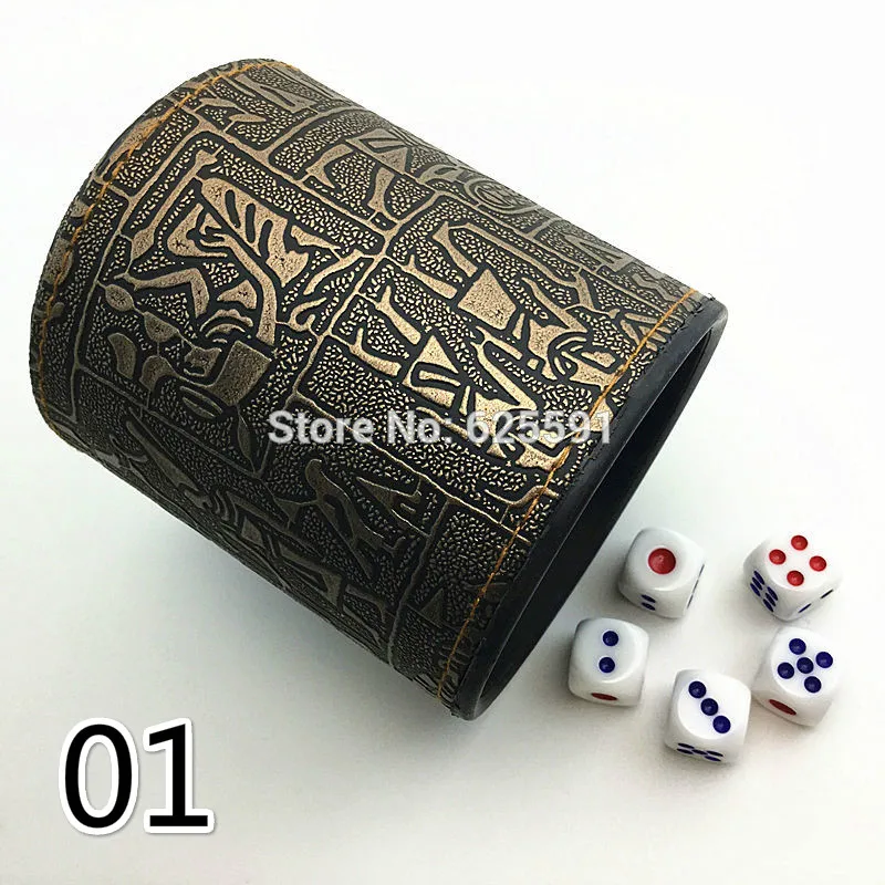Высокое качество PU/черный/золотой кожаный стакан для игральных костей+ 5 шт. 14 мм белый точность азартные игры питьевой кости