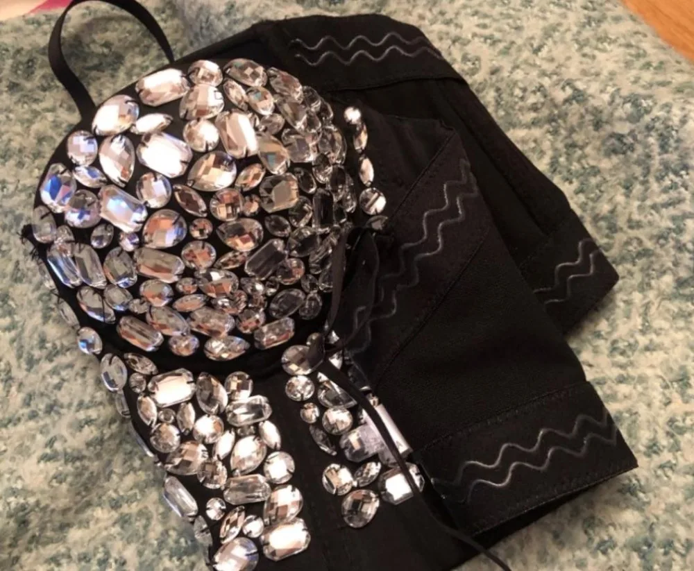 Ручная работа бриллианты жемчуг Bralet Корсеты женские бюстье бюстгальтер обрезанный топ бюстгальтер под свадебное платье жилет размера плюс AW515