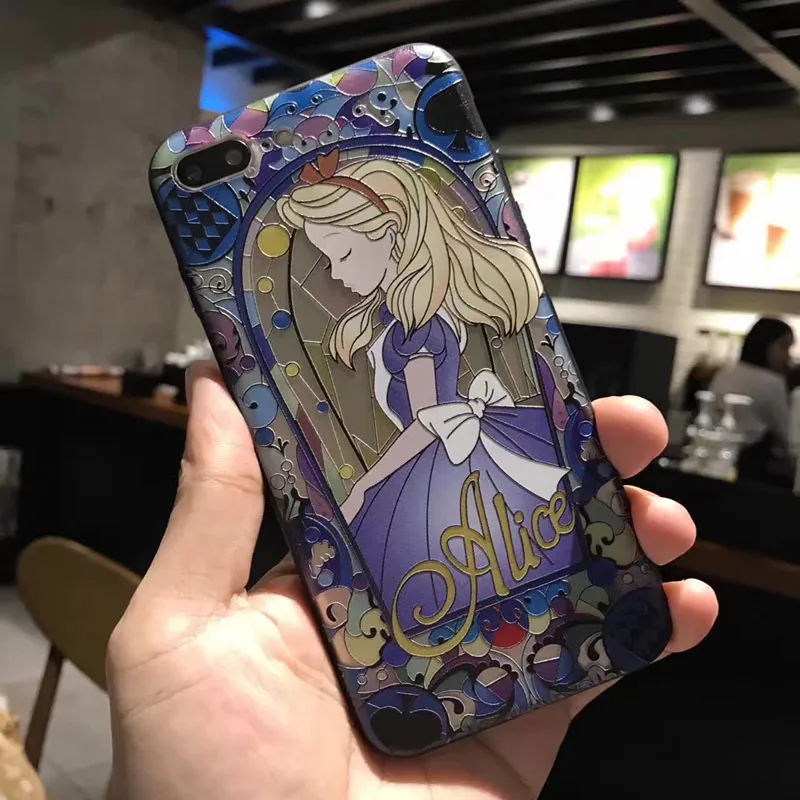 style9 3D Ретро рельефный чехол для телефона s для iphone 8, 7, 6, 6S Plus, милый мультяшный Алиса, Русалка, чехол с принцессой для iphone XR, XS, MAX, X, чехол - Цвет: style9