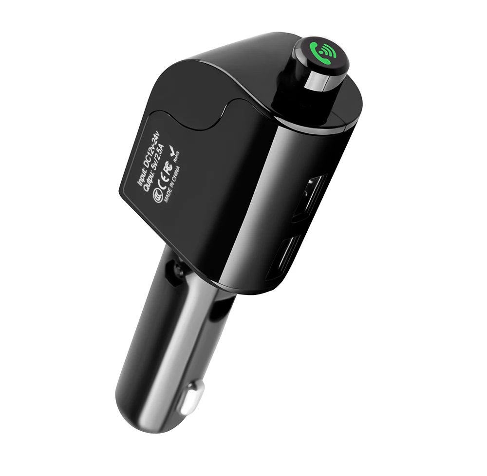 Onever поворотный Bluetooth автомобильный набор, свободные руки, FM передатчик MP3 плеер FM модулятор с 2.5A двойной зарядное устройство USB Поддержка TF-карты/U диск