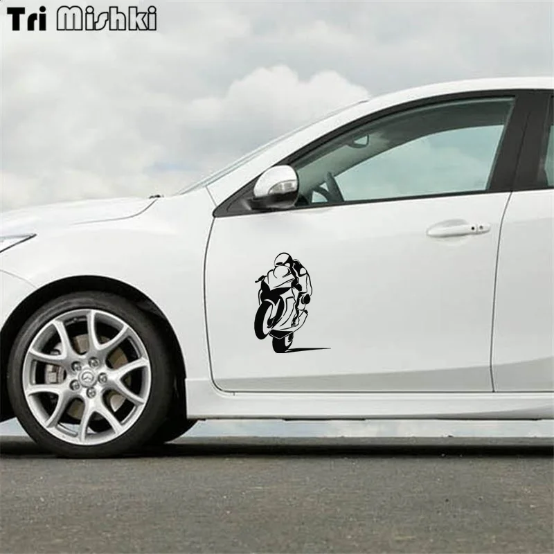 Tri Mishki HZX352# 19.6*15см biker on board байкер за рулем виниловые наклейки на авто наклейка для
