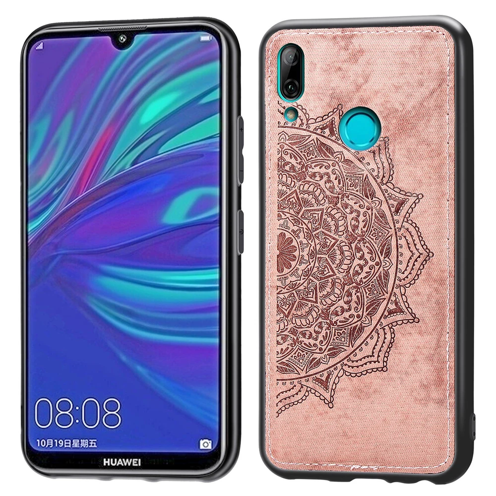 Элегантный чехол с текстурой ткани для Huawei Y7 2019, крышка Coque, на магнитный автомобильный держатель, защита.
